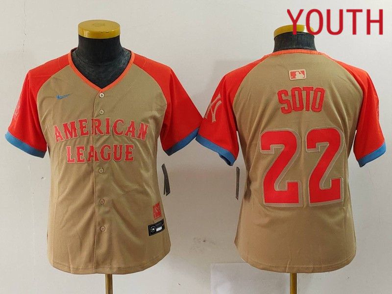 Youth New York Yankees 22 Soto Orange All star 2024 Nike MLB Jersey style 7